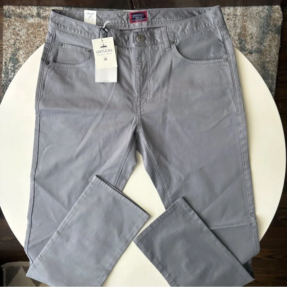 UNTUCKit Men’s Straight Fit 5-Pocket Pima Cotton Pant 34x34 Gray New